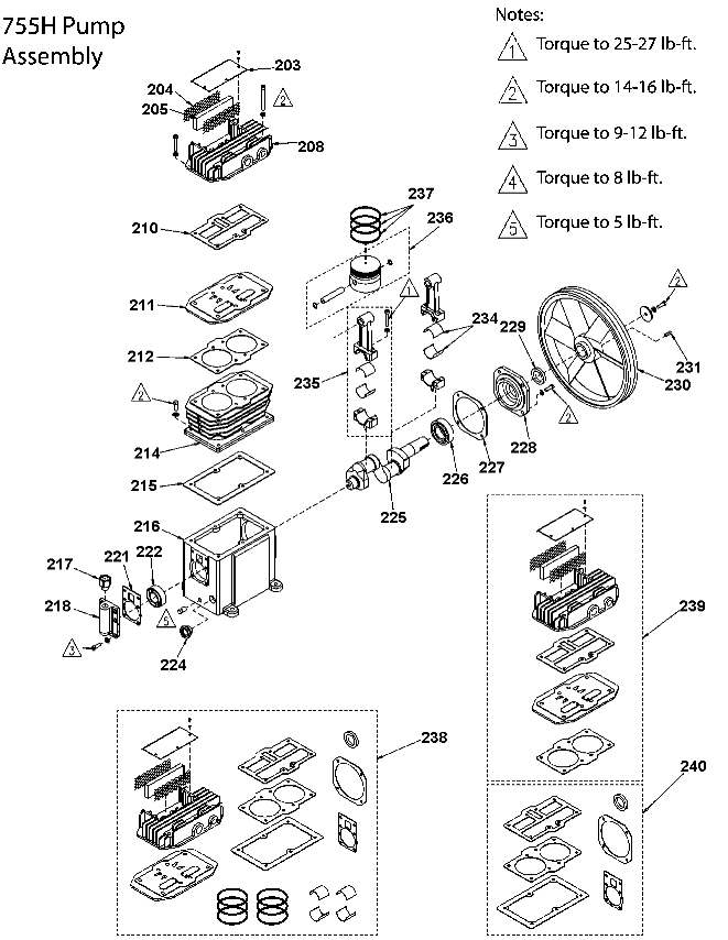 Pump - 755H Diagram and Parts List for PXCMLC3706056 Type 1 Porter Cable Compressor